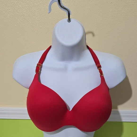 Victoria’s Secret Incredible Perfect Shape Bra 34DDD / F75 –Red Halter Push-Up - Picture 1 of 4